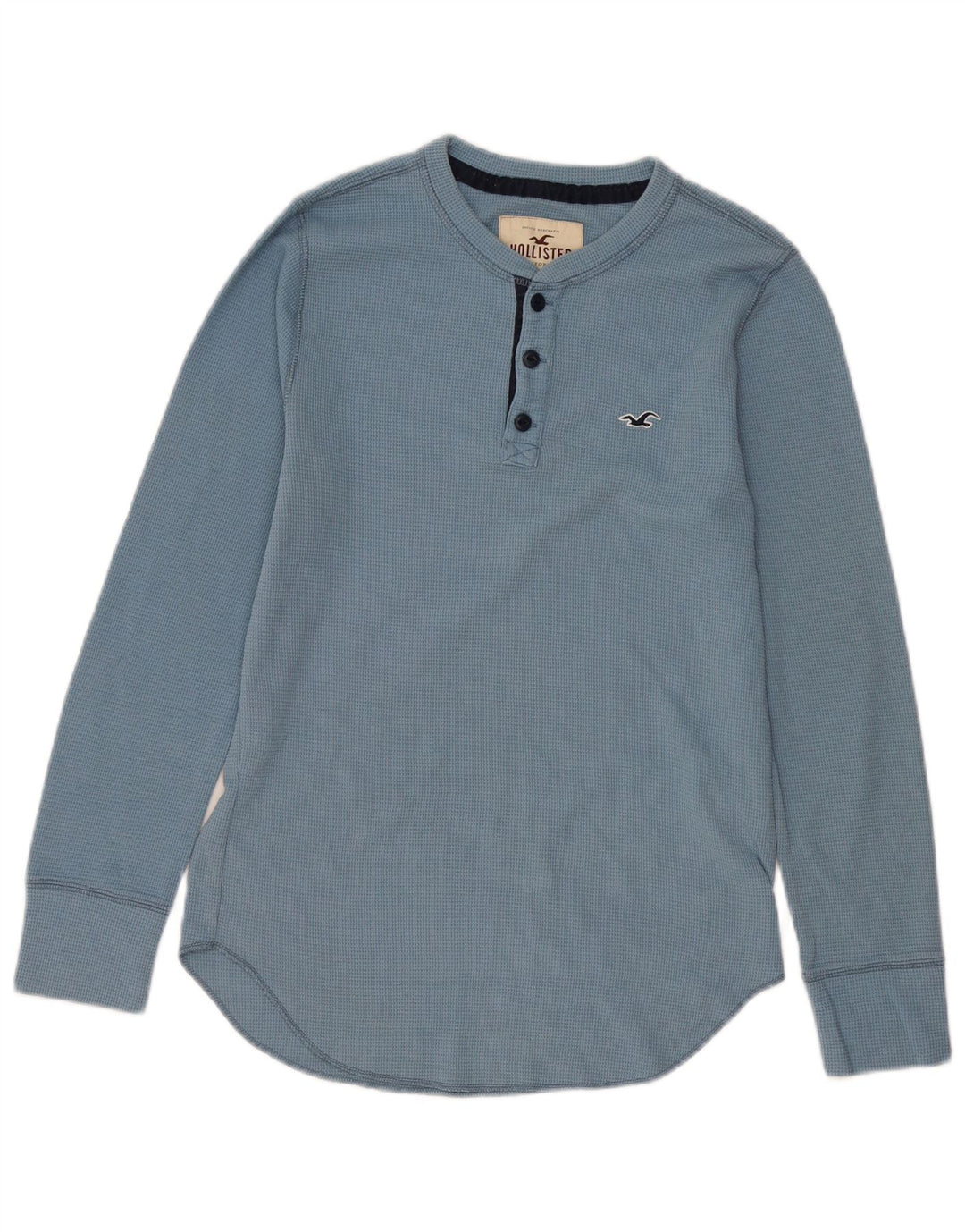 Hollister Herren-Oberteil, langärmelig, klein, blau, Baumwolle