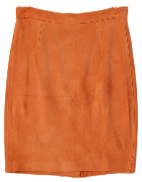Vintage Damen Wildleder Bleistiftrock W26 Small Orange