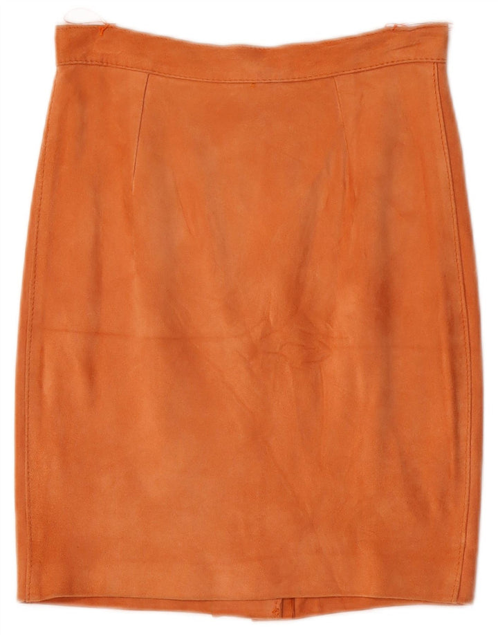 Vintage Damen Wildleder Bleistiftrock W26 Small Orange