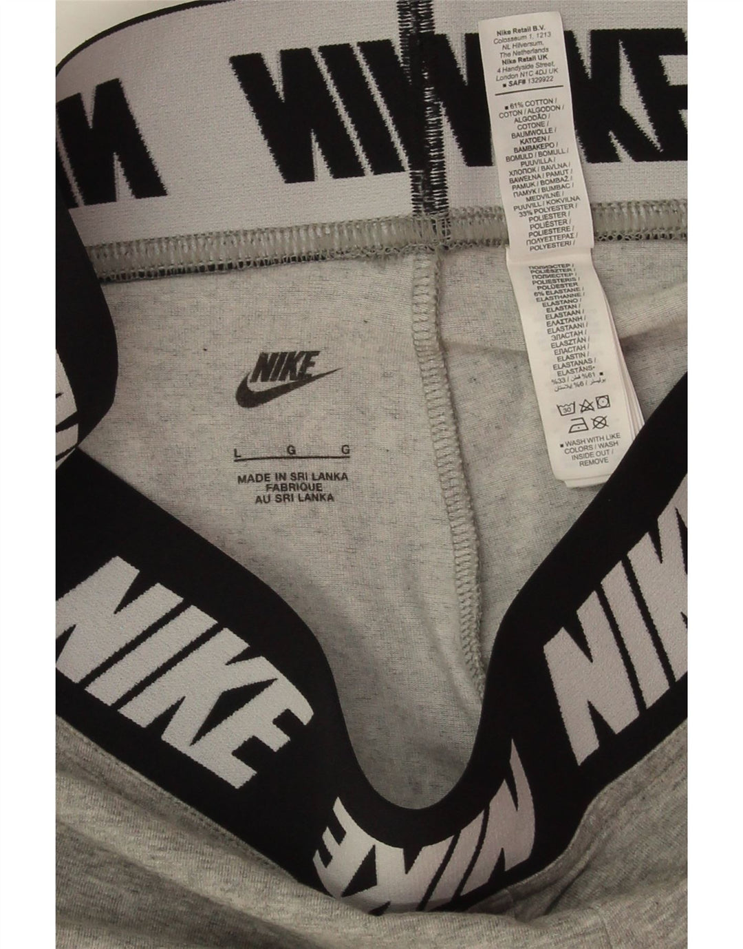 Nike Womens Graphic Leggings UK 14 Large Graue Baumwolle
