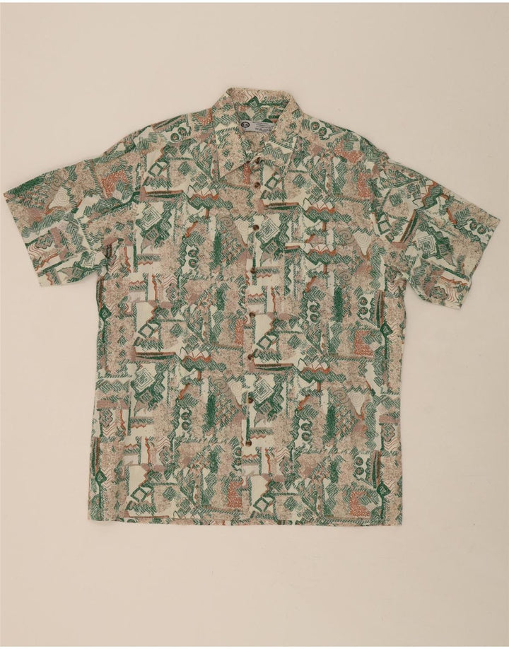 C&A Mens Abstract Pattern Short Sleeve Shirt Large Green Cotton Vintage C&A and Second-Hand C&A from Messina Hembry 