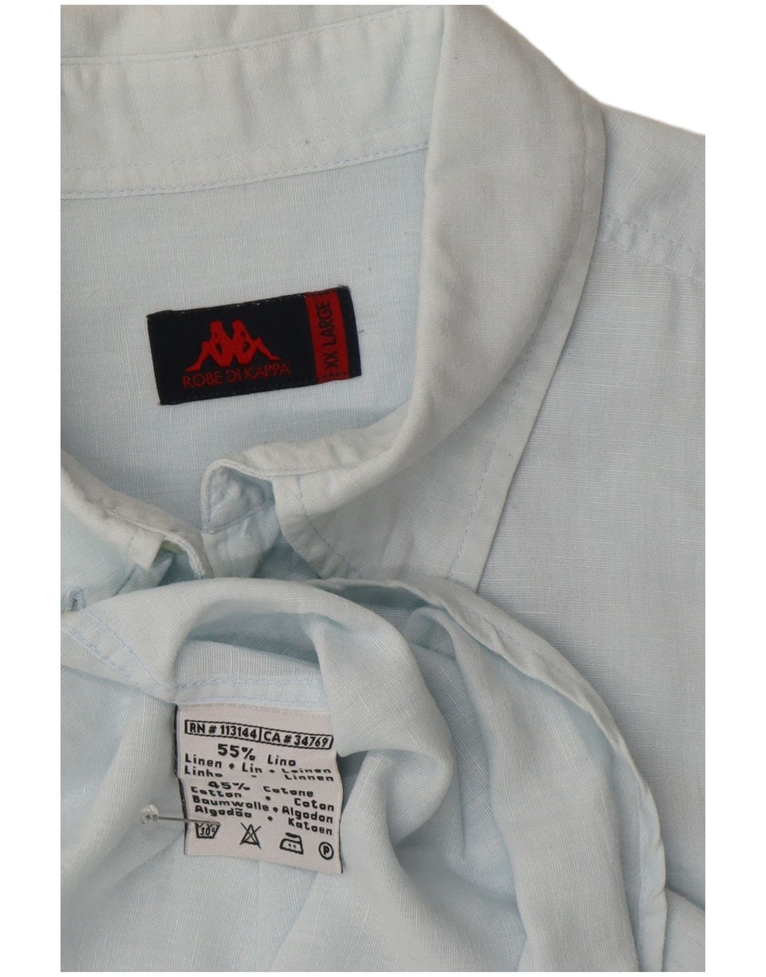 Kappa Herren Kurzarmhemd 2XL Blaues Leinen