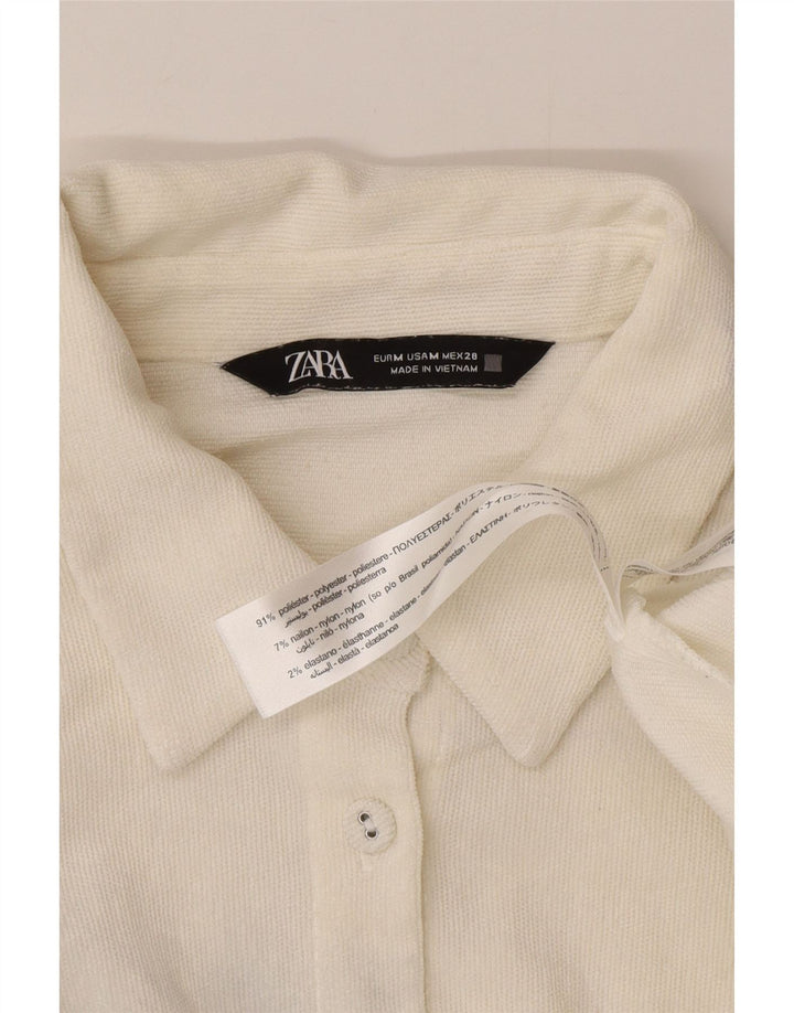 Zara Damen-Oversize-Hemd UK 14 Mittelweißes Polyester