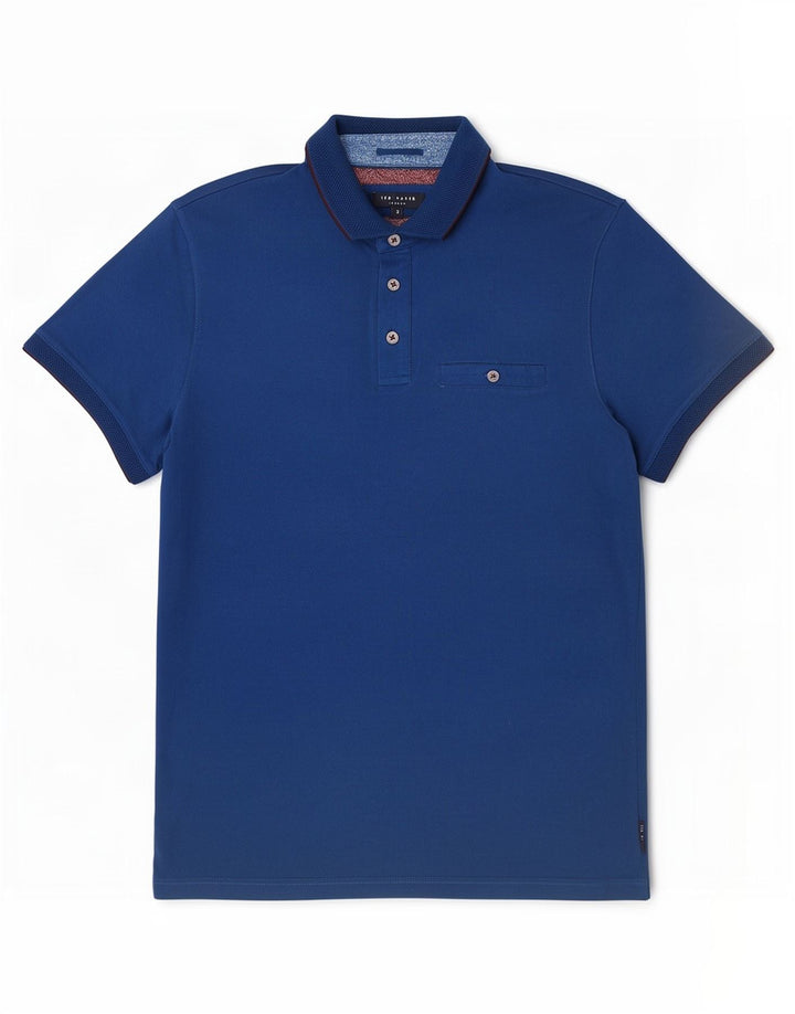 Ted Baker Herren-Poloshirt, Größe 3, mittelblaue Baumwolle