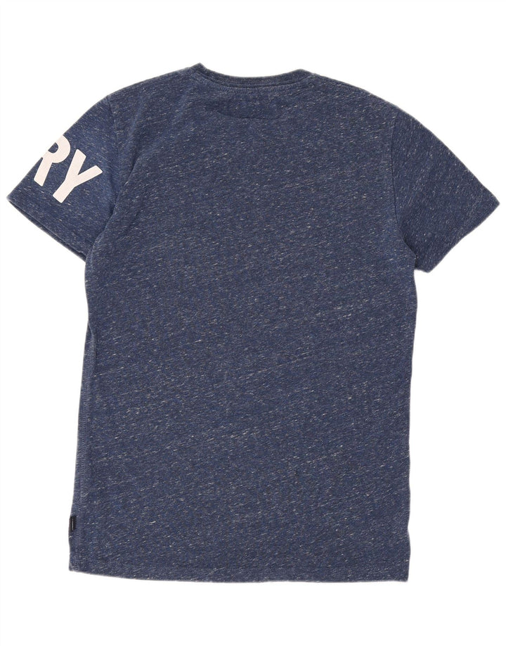 Superdry Herren-T-Shirt mit Grafik, Größe S, Marineblau gesprenkeltes Polyester