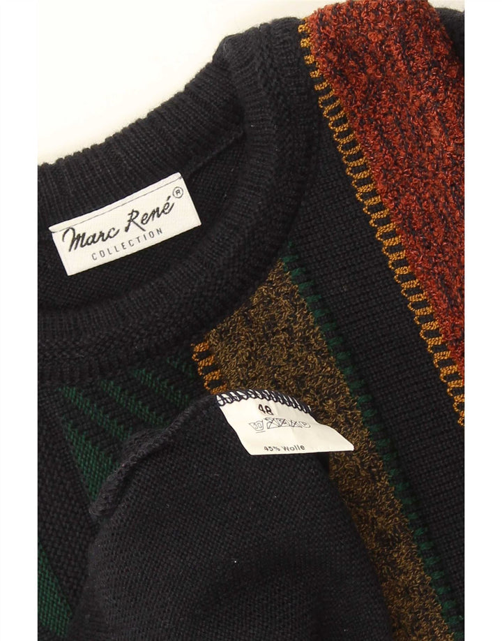 Marc Rene Herren-Pullover mit Rundhalsausschnitt, IT 48, mittelmarineblau gestreifte Wolle