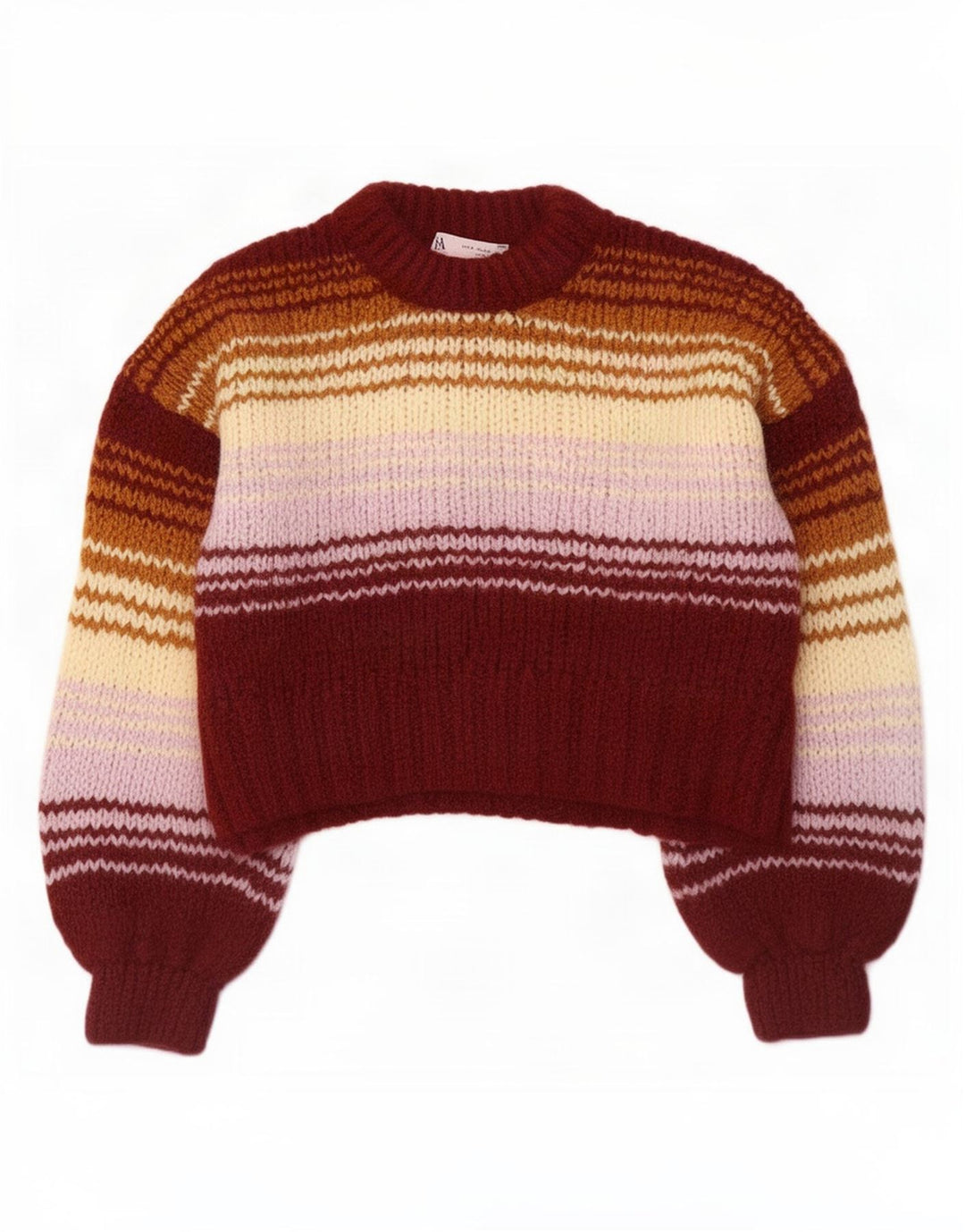 Zara Damen Crop Turtle Neck Pullover Pullover UK 10 Small Mehrfarbig