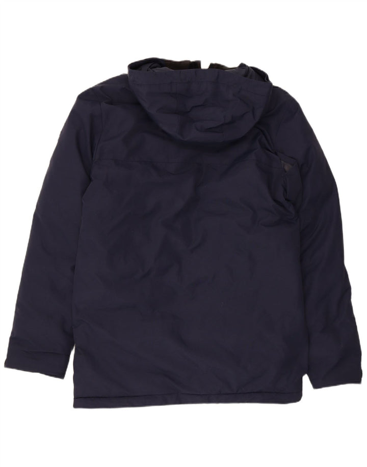 ADIDAS Mens Hooded Padded Jacket UK 36 Small Navy Blue Nylon