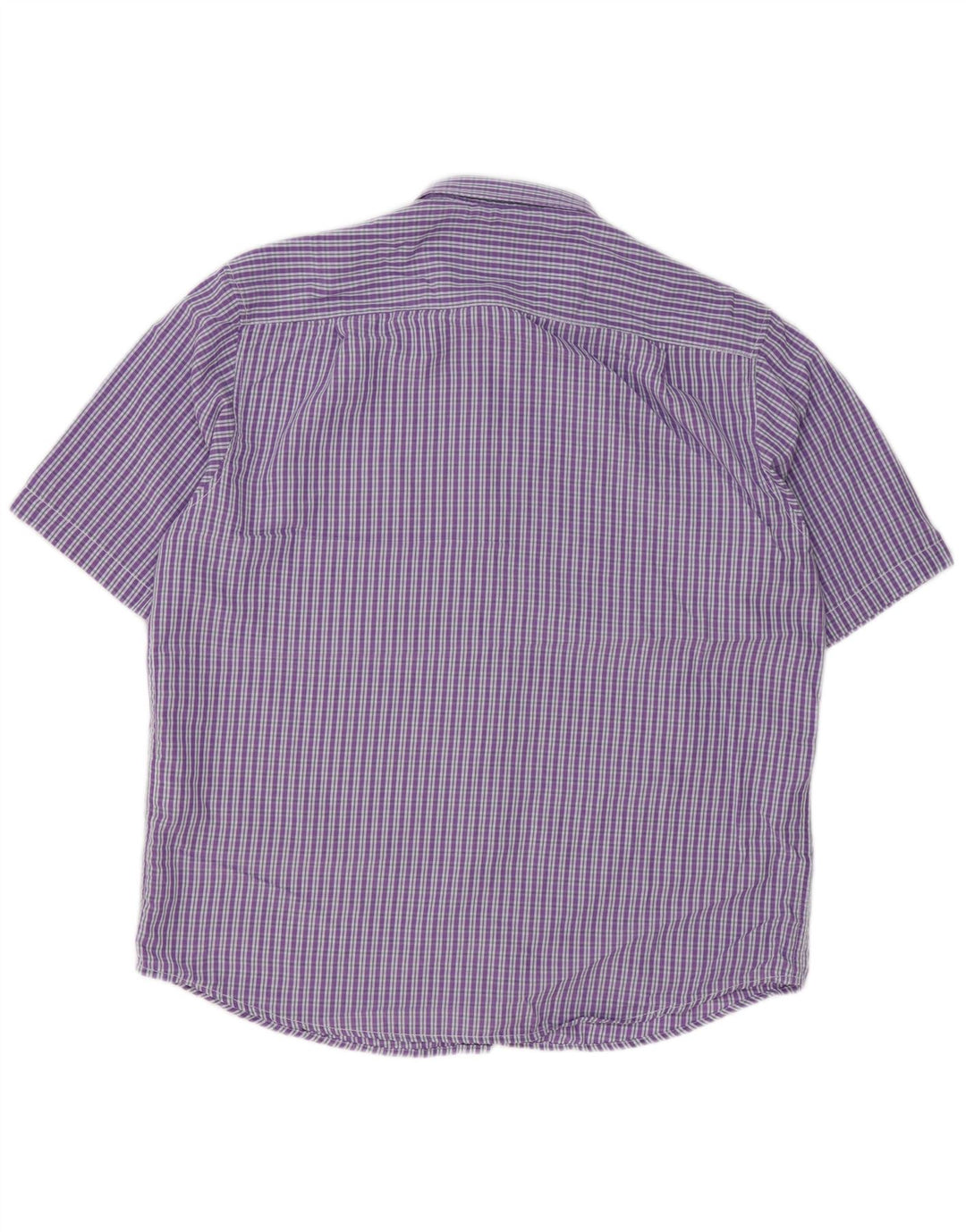 JAMES PRINGLE Herren-Kurzarmhemd, großes violettes Gingham-Polyester