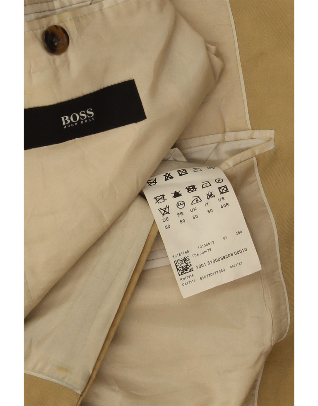 Hugo Boss Herren-Blazer mit 2 Knöpfen, UK 50, Größe L, Beige, Baumwolle