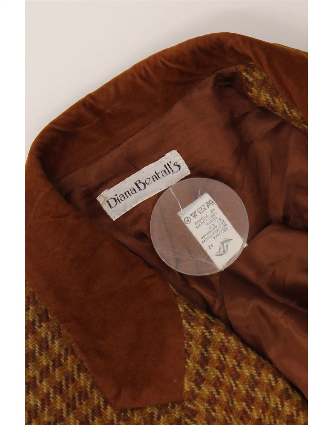 Diana Bentalls Damen-Blazerjacke IT 42 Mittelbrauner Hahnentritt