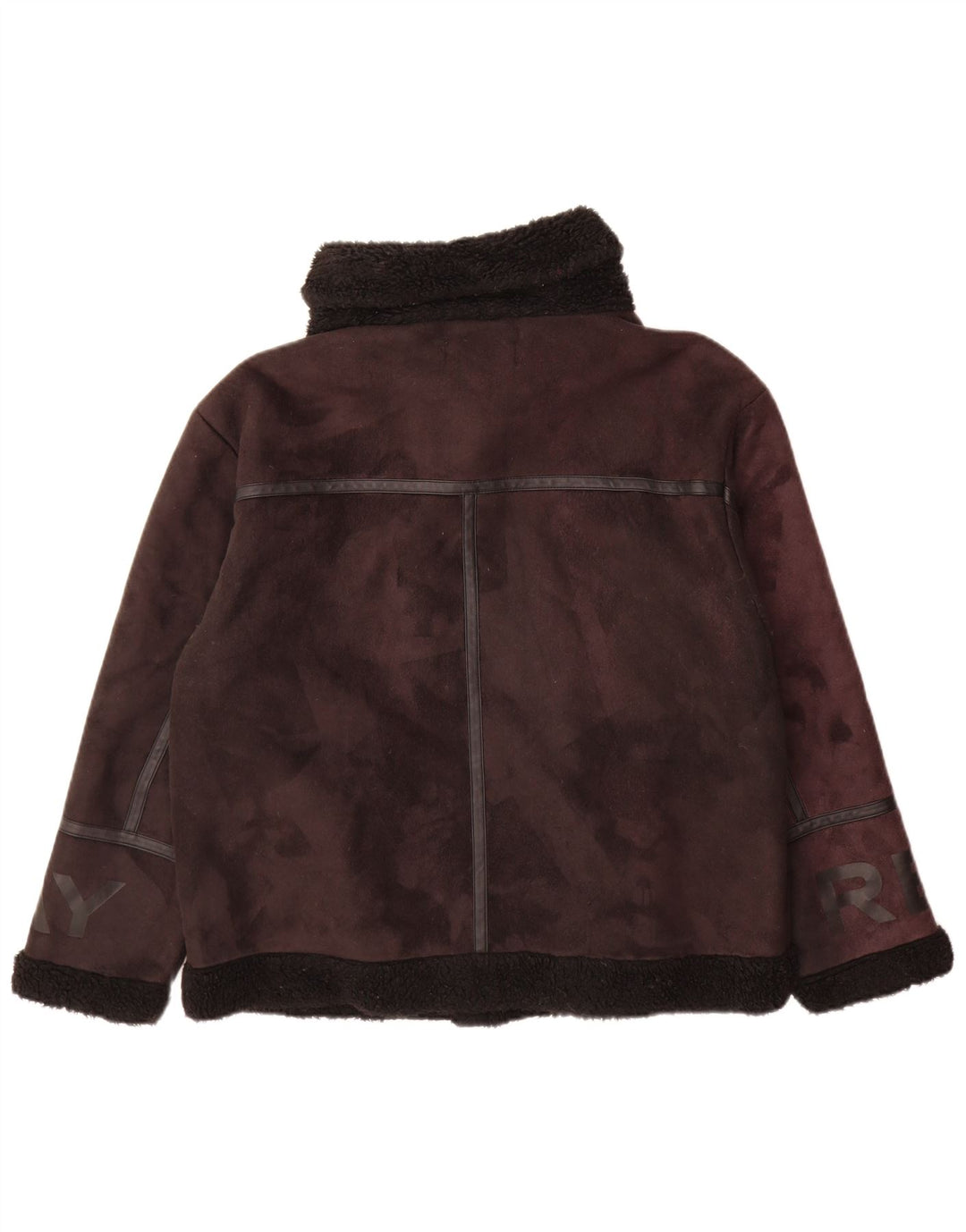 Replay Damen Graphic Sherpa Jacke UK 14 Large Braun Polyester