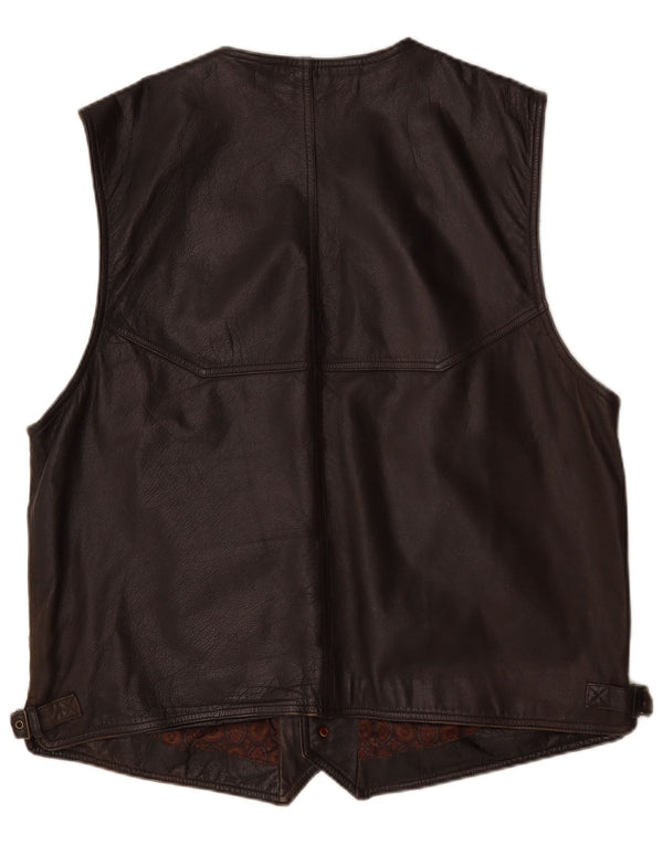 Vintage Herren Lederweste IT 62 6XL Braunes Leder