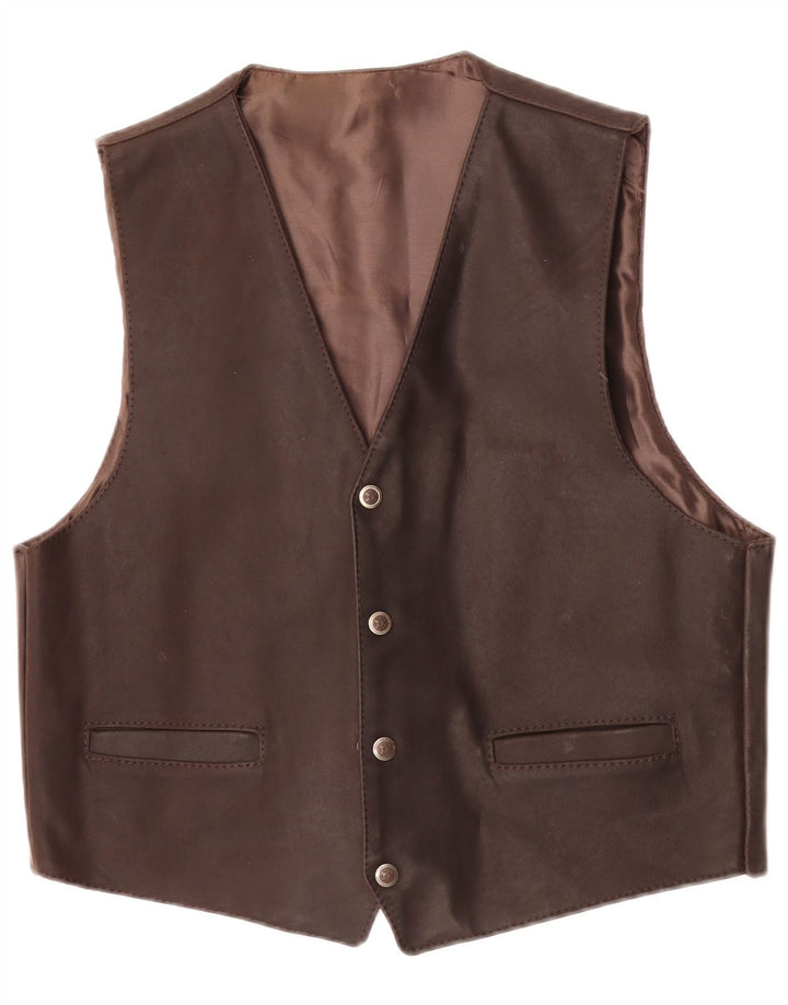 Vintage Herren Lederweste Mittelbraunes Leder