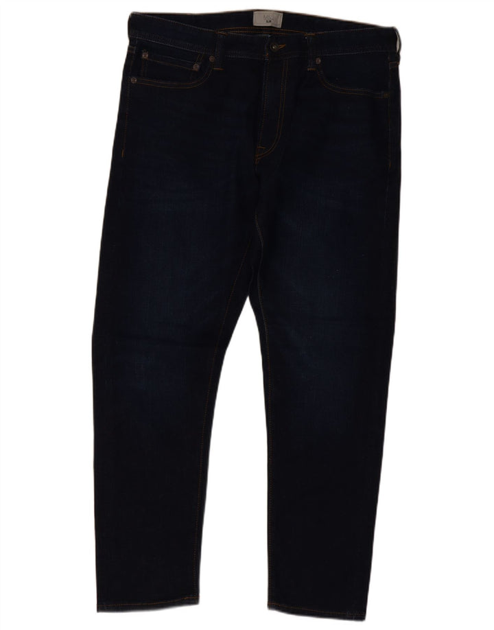 Marks & Spencer Herren Slim Jeans W34 L29 Marineblau Baumwolle