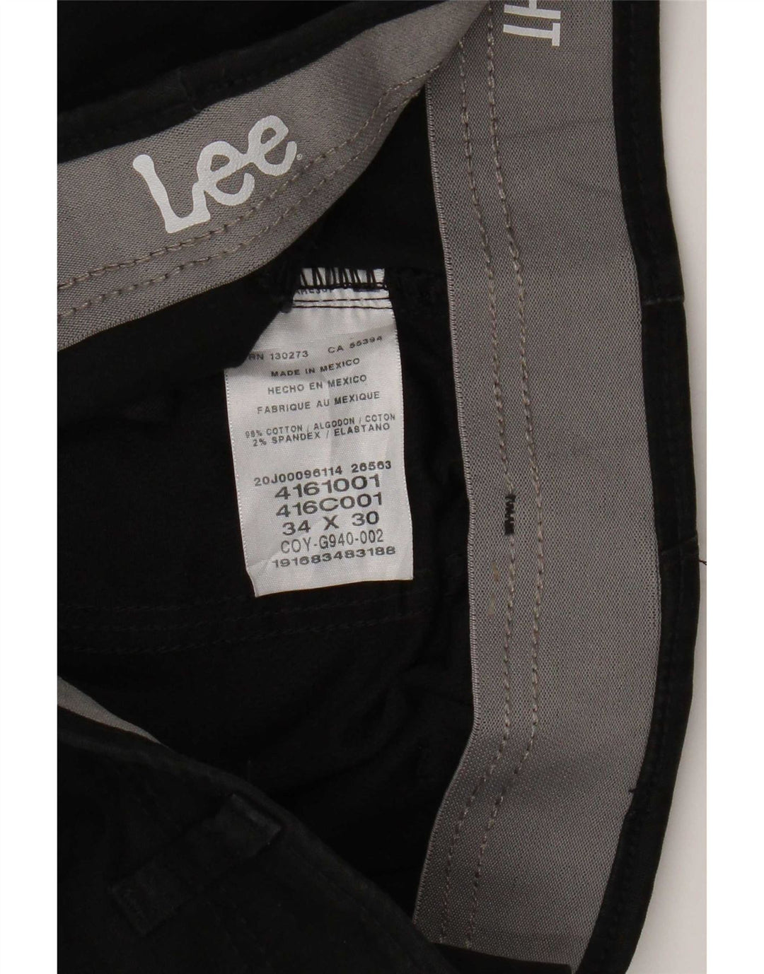 Lee Herren gerade Chinohose W34 L30 schwarze Baumwolle