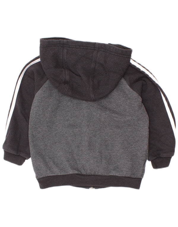 Adidas Baby-Jungen-Kapuzenpullover mit Reißverschluss, 12–18 Monate, graue Colourblock-Baumwolle