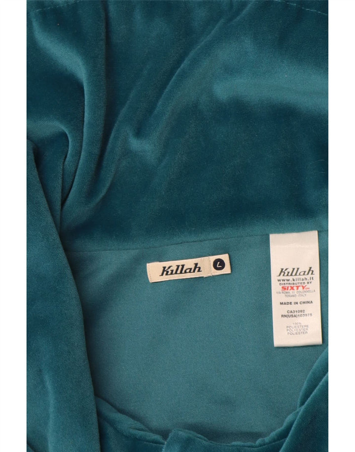 Killah Damen-Trainingsanzugoberteil aus Velours, UK-Gr. 14, Größe L, blau, Polyester