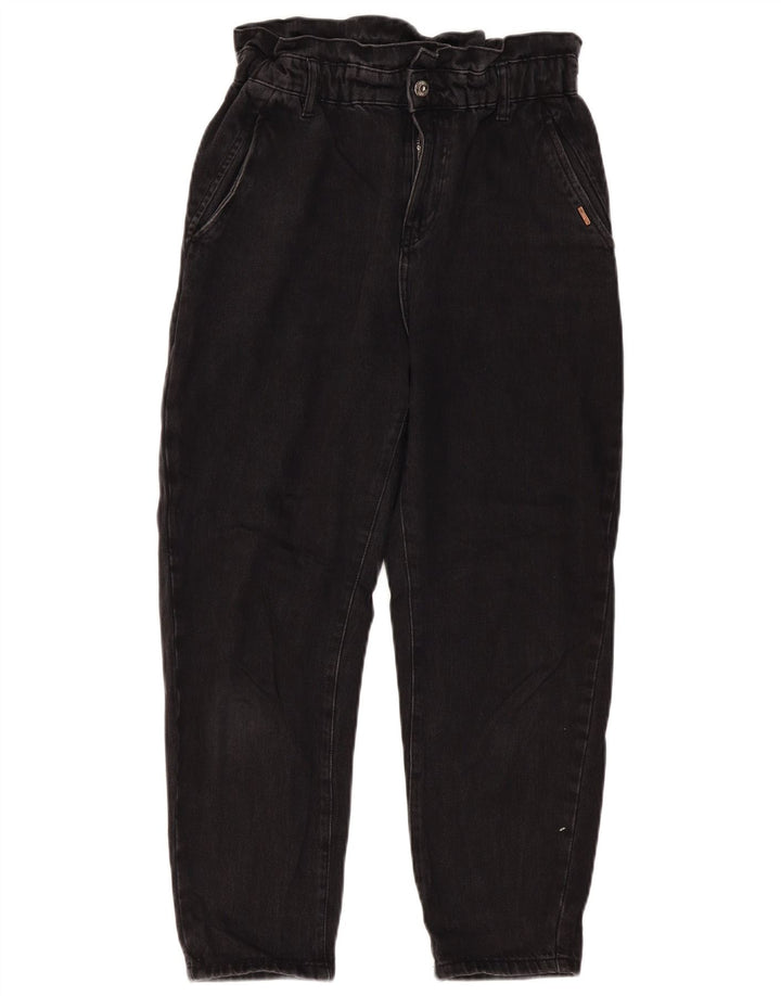 ZARA Damen High Waist Tapered Jeans EU 36 XS W26 L24 Schwarze Baumwolle