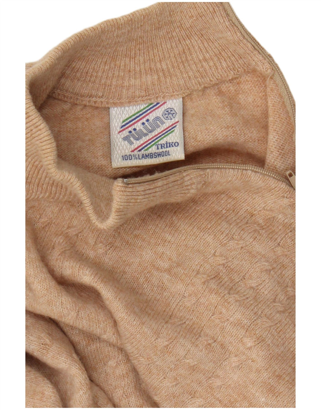 Vintage Damen Rollkragenpullover Pullover UK 16 Große braune Lammwolle