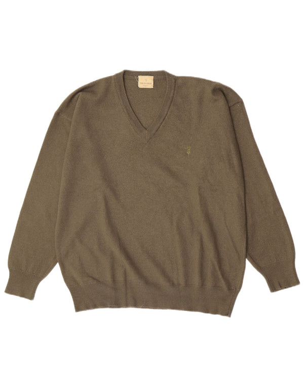 Trussardi Herren-Pullover mit V-Ausschnitt, Größe L, Grün