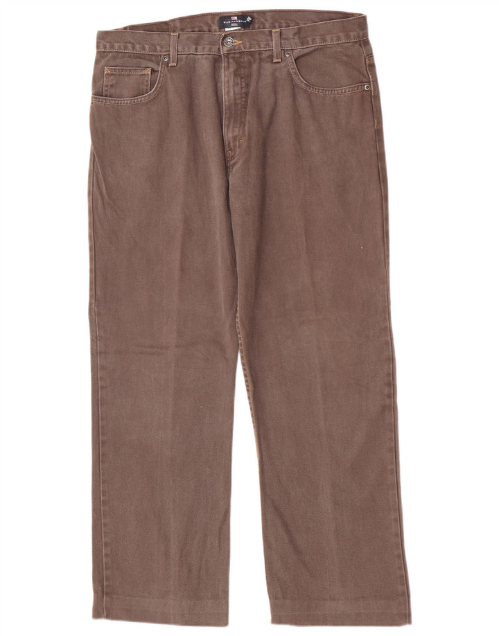 Marks & Spencer Herren Blue Harbor Straight Jeans W36 L28 Braune Baumwolle