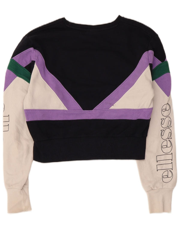Ellesse Damen Crop Sweatshirt Pullover UK 8 Small Mehrfarbiger Farbblock