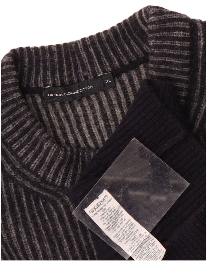 French Connection Herren-Pullover mit Rundhalsausschnitt, XL, marineblau, gestreift, Wolle