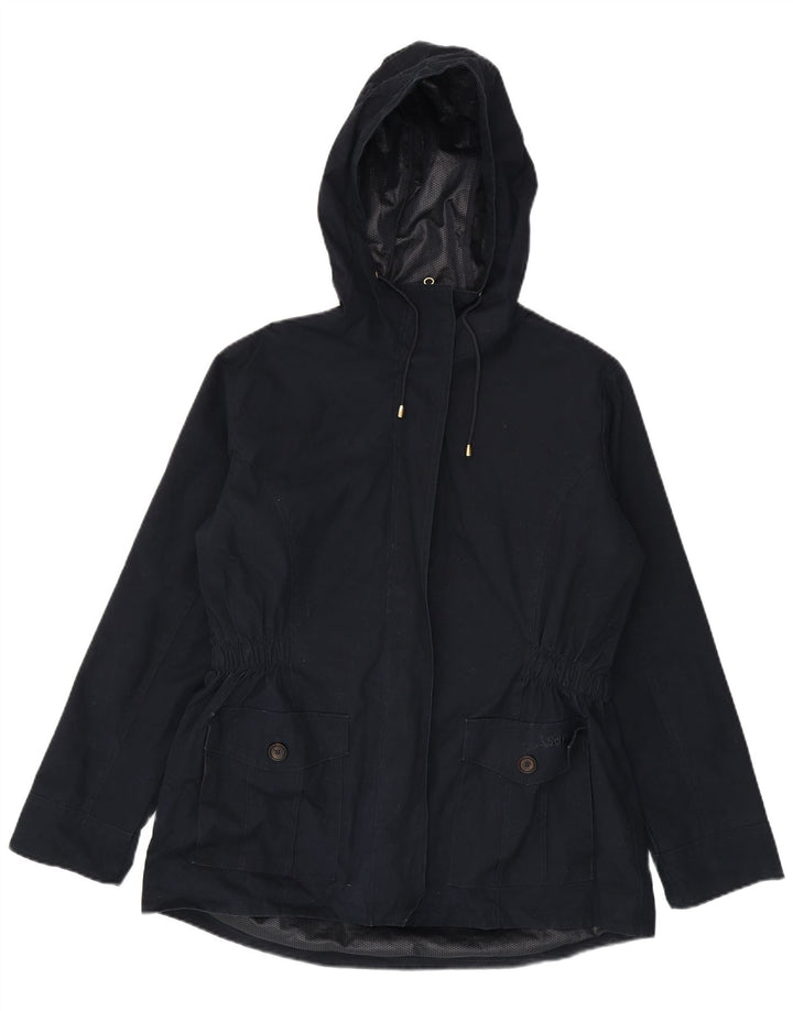 Schöffel Damen-Regenjacke mit Kapuze, UK 16, Größe L, Marineblau, Baumwolle