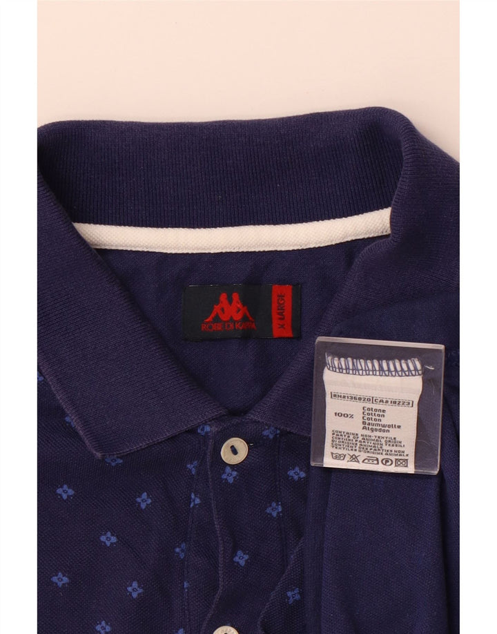 KAPPA Herren Poloshirt XL Marineblau gepunktete Baumwolle
