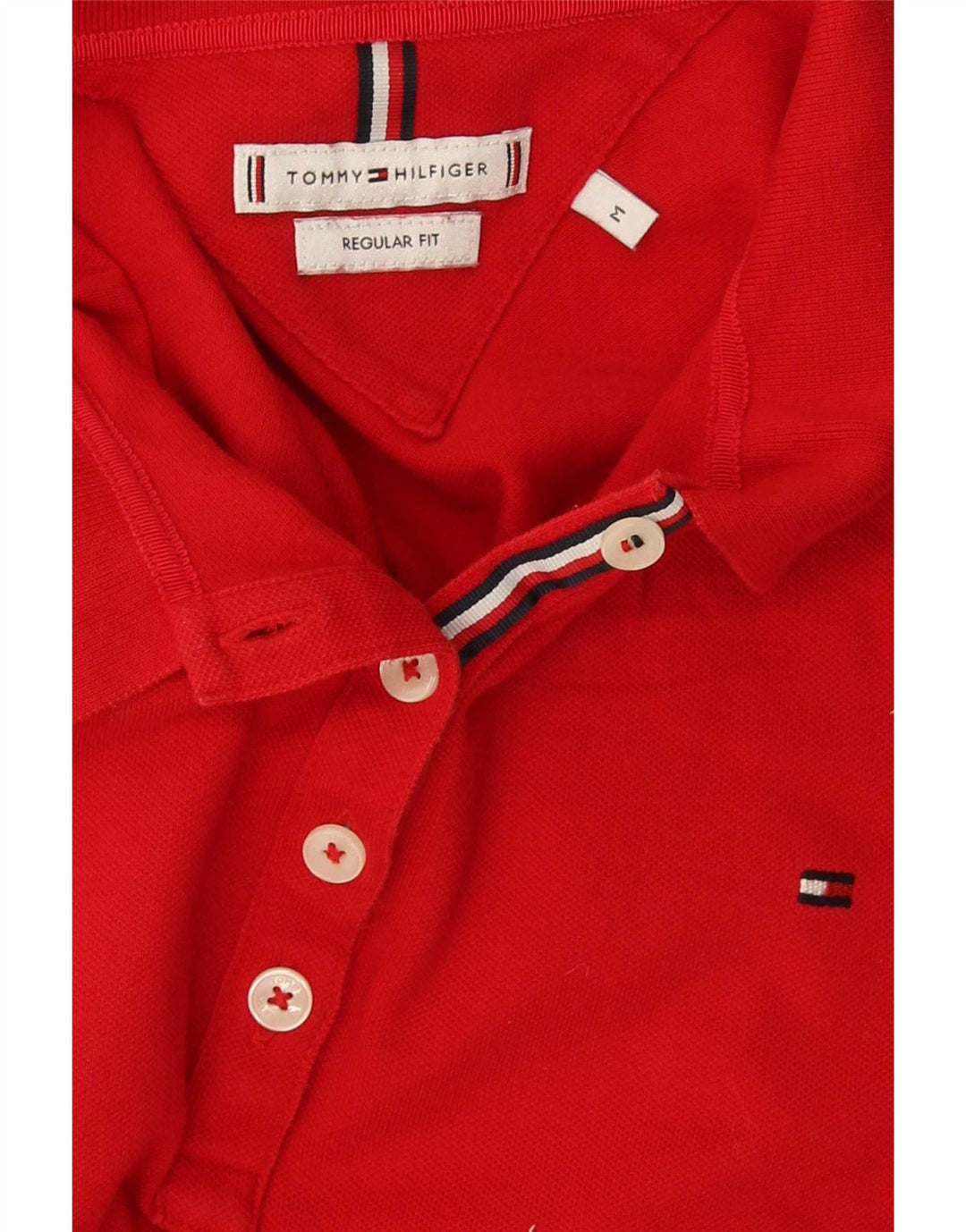 Tommy Hilfiger Damen-Poloshirt mit normaler Passform, UK 12, mittelrot