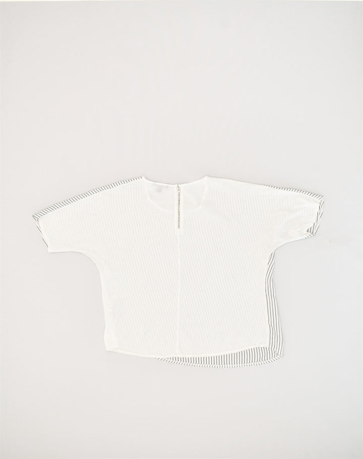 J. CREW Womens Loose Fit Blouse Top UK 14 Medium White Striped Polyester | Vintage J. Crew | Thrift | Second-Hand J. Crew | Used Clothing | Messina Hembry 