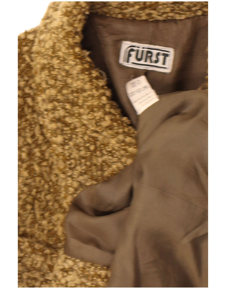Vintage Damen 4-Knopf-Blazerjacke UK 14 Medium Khaki Flecked Acryl