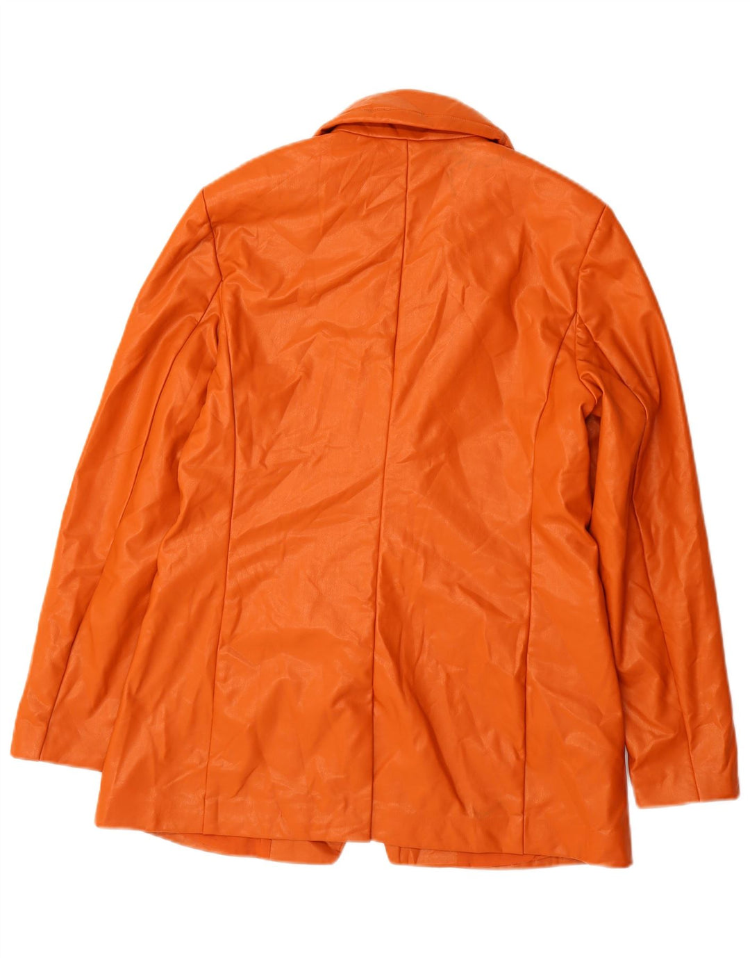 ONLY Womens Double Breasted Faux Leather Blazer Jacket UK 12 Medium Orange