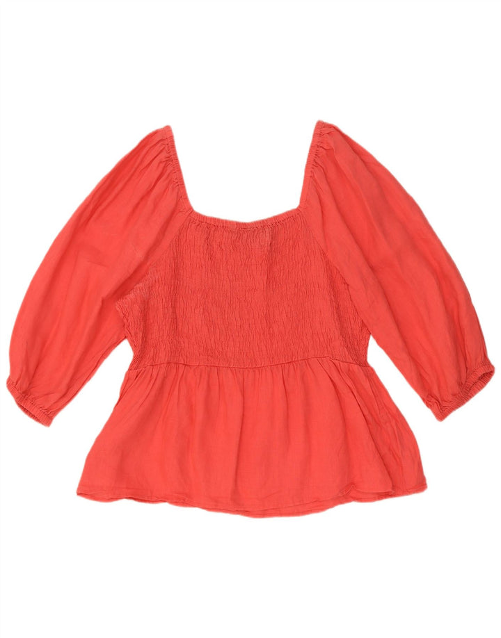 Marks & Spencer Damen-Blusenoberteil mit 3/4-Ärmeln, UK-Größe 44, Größe L, rotes Leinen
