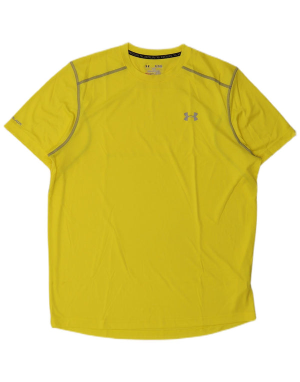 Under Armour Herren Heat Gear T-Shirt Top XL Gelb Polyester