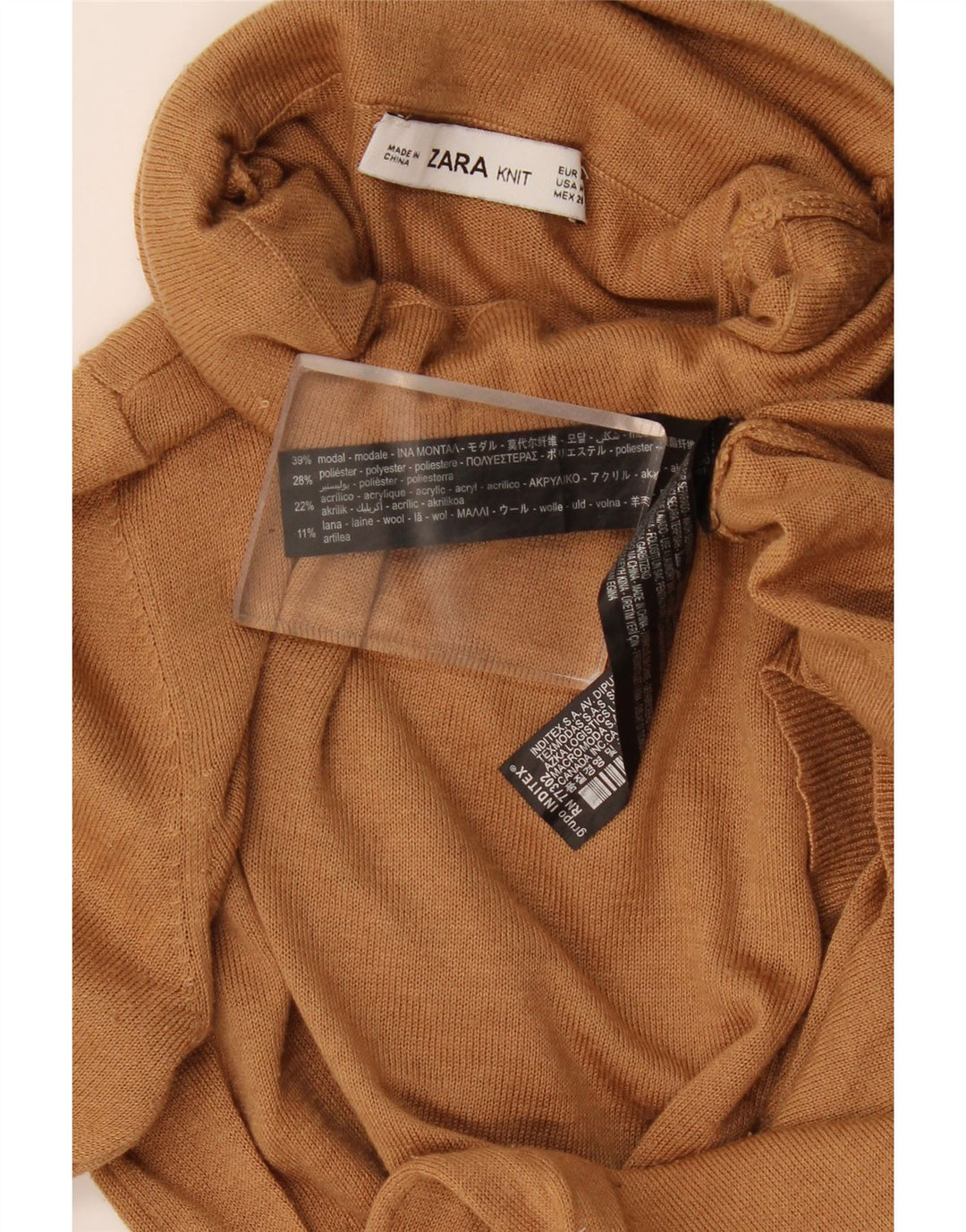 Zara Damen-Pullover mit Rollkragen, Gr. 12, Mittelbraun, Modal