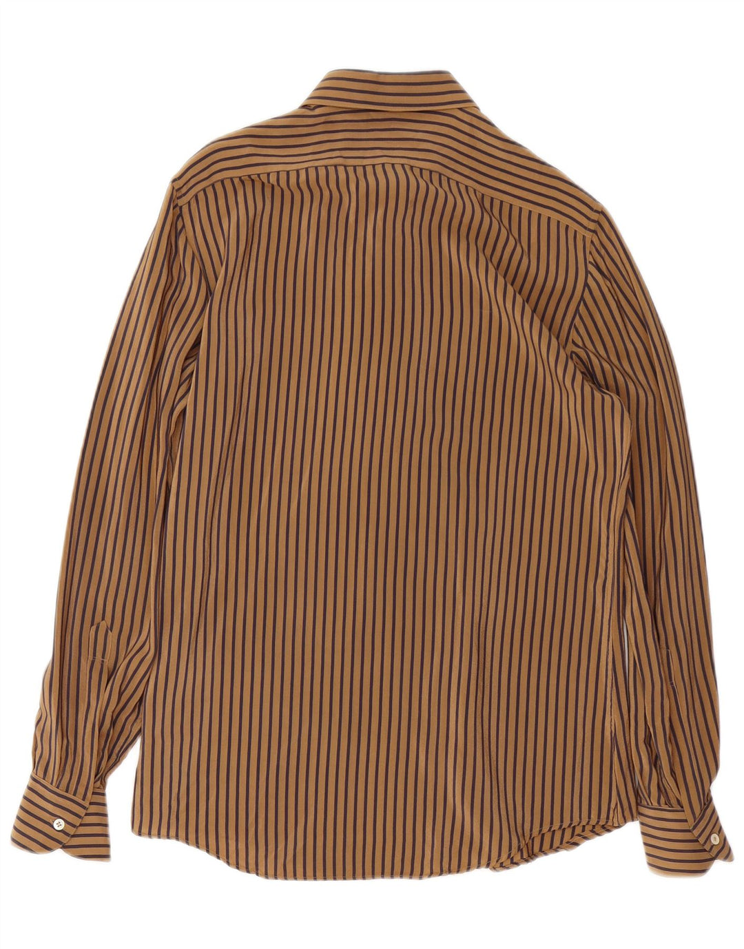 TORRAS Herrenhemd Größe 38 Mittelbraune Nadelstreifenseide