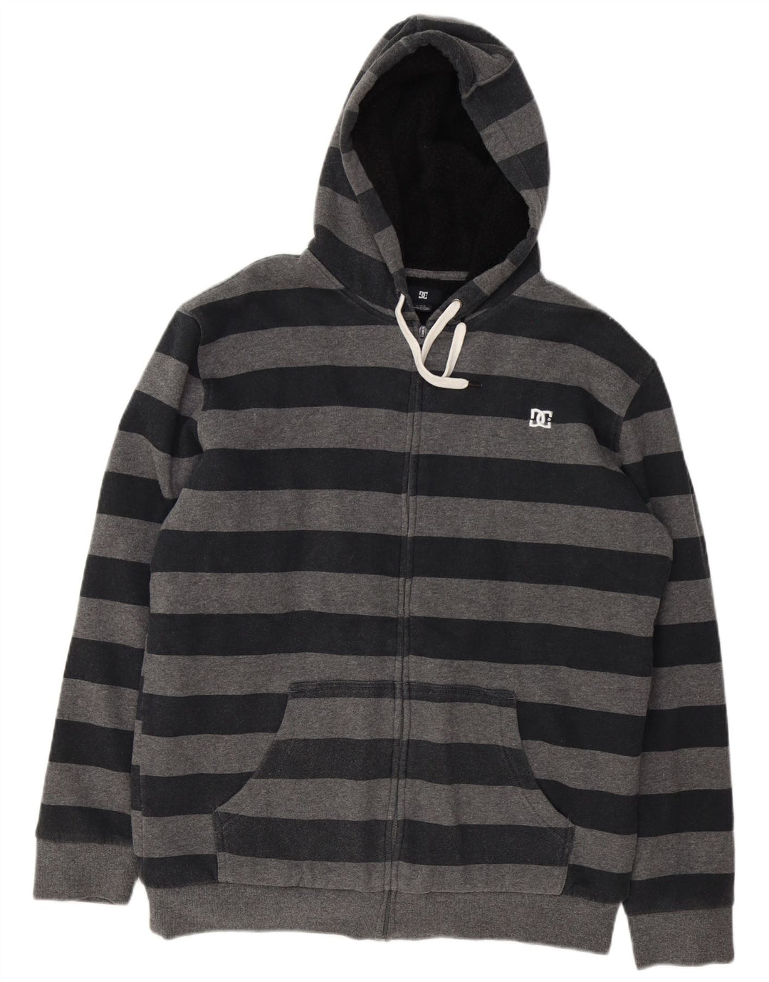 DC Herren-Kapuzenpullover mit Reißverschluss, groß, grau gestreift, Baumwolle