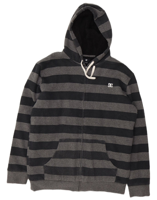 DC Herren-Kapuzenpullover mit Reißverschluss, groß, grau gestreift, Baumwolle