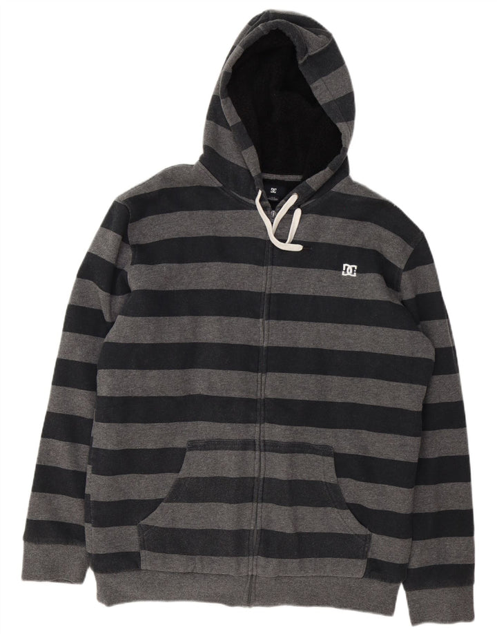 DC Herren-Kapuzenpullover mit Reißverschluss, groß, grau gestreift, Baumwolle