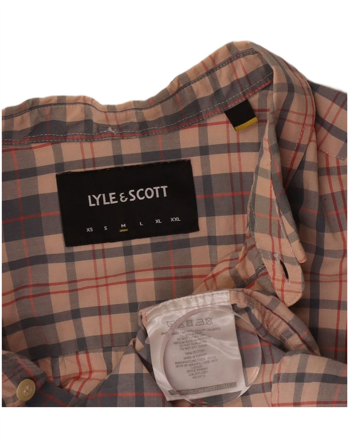Lyle & Scott Herren-Kurzarmhemd aus Baumwolle in Mittelbeige mit Karomuster