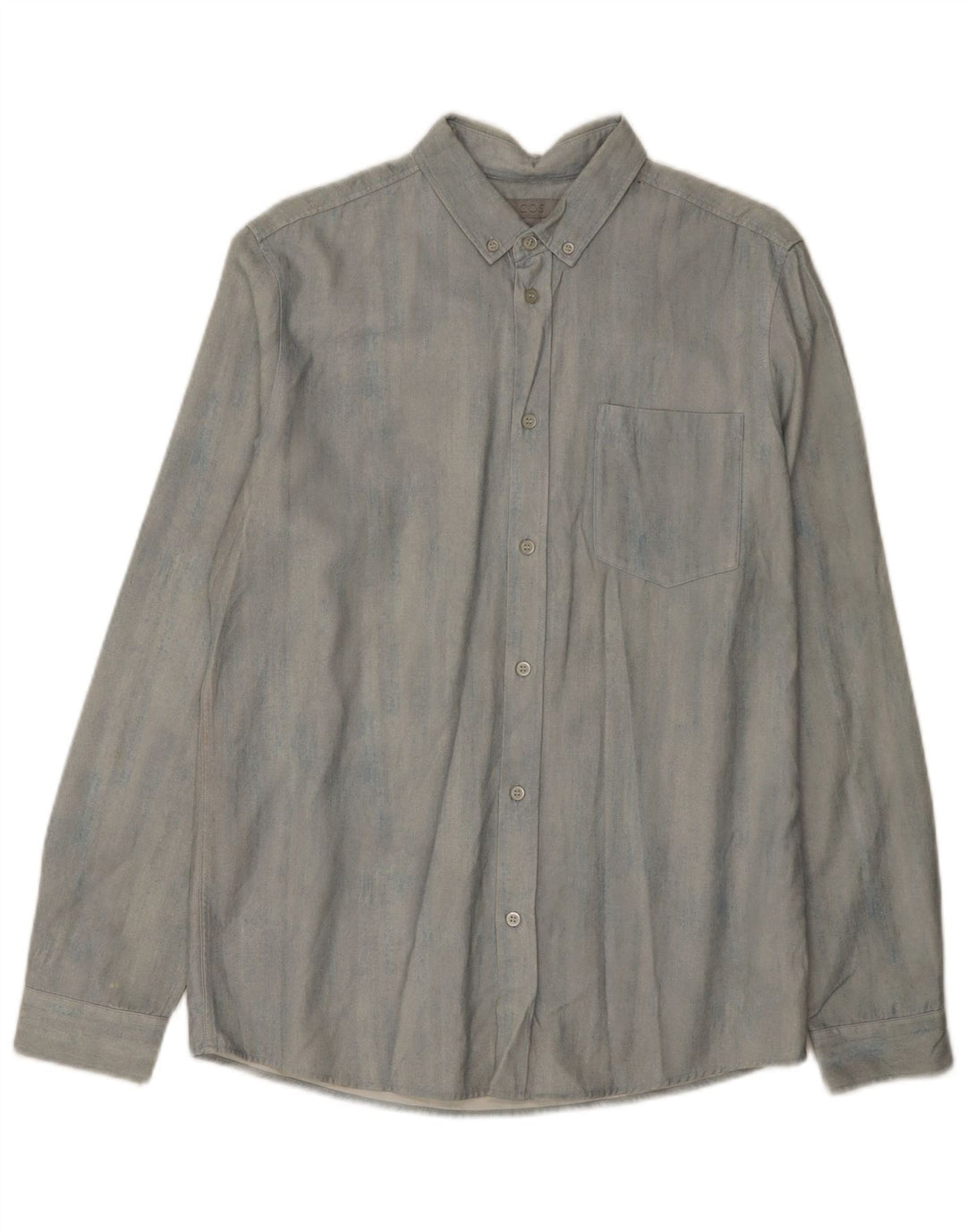 Cos Herren-Jeanshemd, klein, blaues Lyocell
