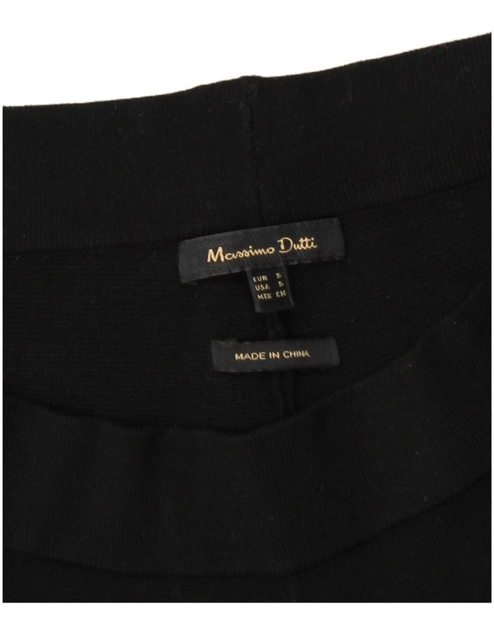 Massimo Dutti Damen-Hose mit weitem Bein, kurz geschnitten, Größe S, W28, L25, Schwarz