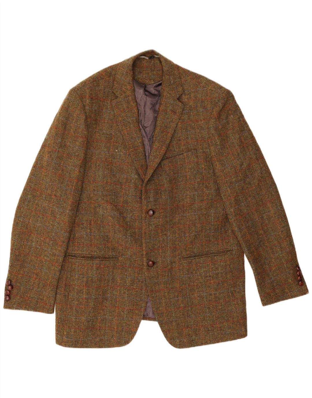 Walbusch Herren-Blazer mit 2 Knöpfen, EU 58, 4XL, Khaki-Karo, Schurwolle