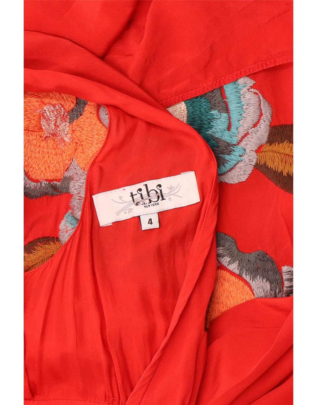 Tibi Damen Maxikleid mit Grafik, US-Größe 4, klein, rot geblümt