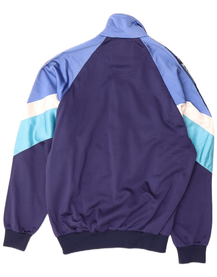 Asics Herren-Trainingsanzugoberteil mit Grafik, mittelblaues Colourblock-Polyamid