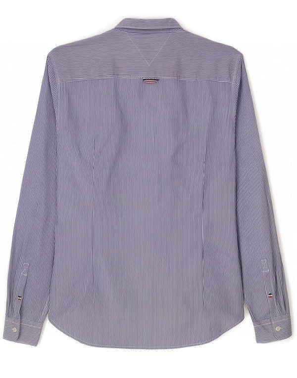 Tommy Hilfiger Herren-Slim-Fit-Hemd aus mittelblauer Nadelstreifen-Baumwolle