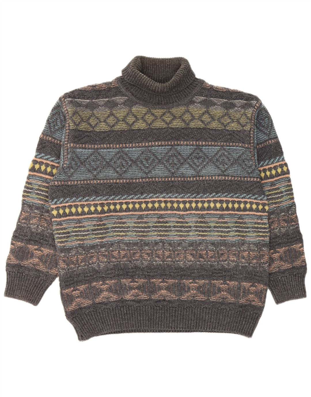 Gilberto Herren Rollkragenpullover Pullover IT 56 2XL Graue geometrische Wolle