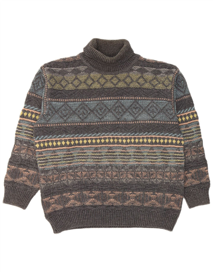 Gilberto Herren Rollkragenpullover Pullover IT 56 2XL Graue geometrische Wolle